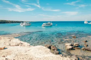 Turquoise water of the Blue Lagoon in the Akamas Peninsula, Cyprus