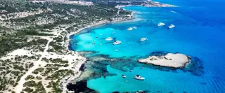 The turquoise Blue Lagoon from above