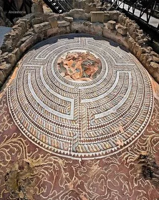 Detailed Roman mosaic at Kato Paphos Archaeological Park
