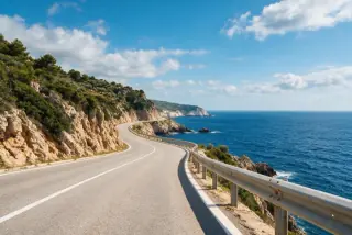 Coastal road along Mediterranean cliffs